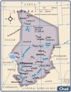 Africa Country Maps Drucke: Chad country map