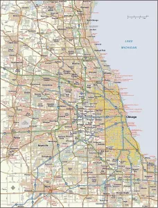 Vintage Chicago Maps Drucke: Chicago, Illinois area