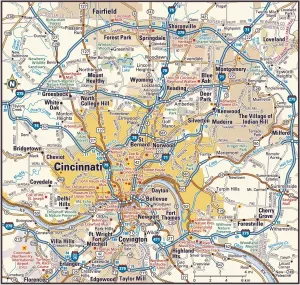 Drucke von 2011er Ausgabe Ohio Drucke: Z Cincinnati in der Region des Bundesstaates Ohio