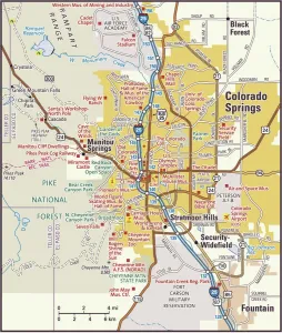 Drucke von 2010er Ausgabe Colorado Drucke: Karte der Umgebung von Colorado Springs