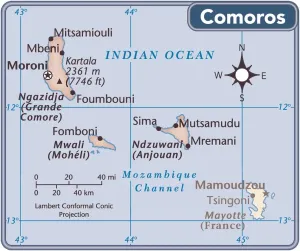 Country Maps For Sale Drucke: Comoros country map