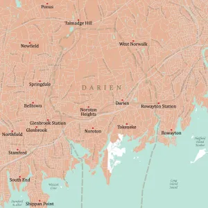 Digital City Maps USA Drucke: CT Fairfield Darien Vector Road Map