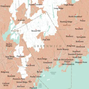 Physical Geography Images Drucke: CT Fairfield Greenwich Vector Road Map