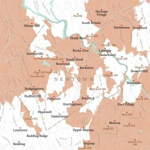 Vector City Maps USA Drucke: CT Fairfield Newtown Vector Road Map