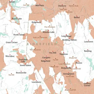 Karte von Fairfield Ridgefield, CT - Vektor-Routekartenmap