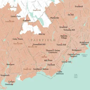 Vector City Maps USA Drucke: CT Fairfield Town Vector Road Map