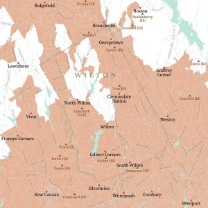 Cartography Design Software Drucke: CT Fairfield Wilton Vector Road Map