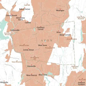 Cartography Design Software Drucke: CT Hartford Avon Vector Road Map
