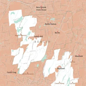 Digitally Generated Image Drucke: CT Hartford Berlin Vector Road Map