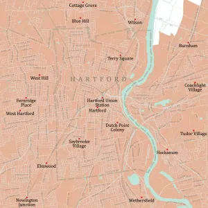 Karte des CT Hartford City Vektor Straßenplan