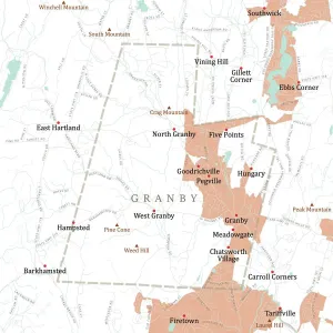 Digital Cartography Design Drucke: CT Hartford Granby Vector Road Map