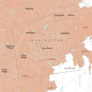 Karte von CT Hartford nach Manchester, England - Vector-Route-Kartenmappe