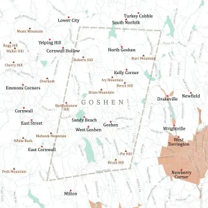 Vector City Maps USA Drucke: CT Litchfield Goshen Vector Road Map