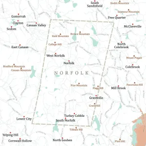 Digital Cartography Design Drucke: CT Litchfield Norfolk Vector Road Map