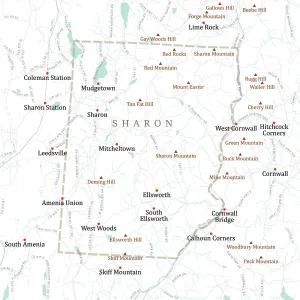 Physical Geography Maps Online Drucke: CT Litchfield Sharon Vector Road Map