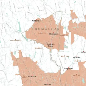 Vector City Maps USA Drucke: CT Litchfield Thomaston Vector Road Map