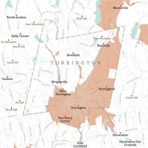 Karte des CT Litchfield Torrington Vektorweg