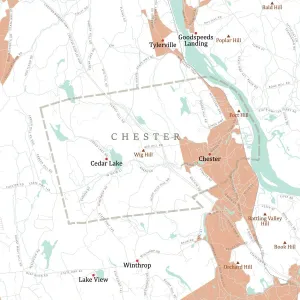 Karte des CT Middlesex in der Nähe von Chester, England - Route- und Landkartenansicht auf dem Vector Highway
