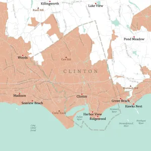 Cartography Design Software Drucke: CT Middlesex Clinton Vector Road Map