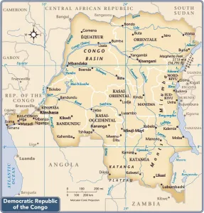 Africa Country Maps Drucke: Democratic Republic of the Congo country map