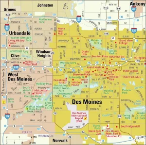 Drucke von 2010er Ausgabe Iowa Drucke: Karte des Des-Moines-Gebiets