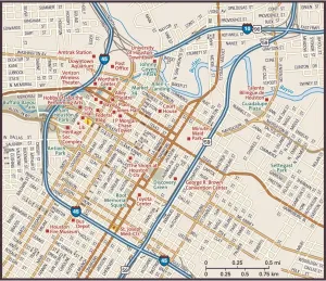 Vintage Map Collection Online Drucke: Downtown Houston, Texas