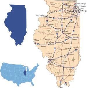 Vintage Style Maps Drucke: Illinois road map