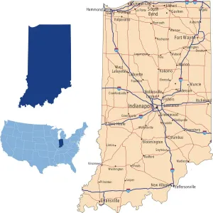 Map Illustrations For Sale Drucke: Indiana road map
