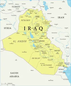 Drucke von Eine detaillierte Karte des Irak, die wichtige geografische und politische Merkmale der Region darstellt Karte Drucke: Irak-Referenzkarte