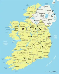 Drucke von Entdecken Sie die Schönheit Irlands auf dieser detaillierten Referenzkarte, die das Land in all seinen Facetten zeigt Bilder Datiert 2022 Februar: Ireland Referenzkarte