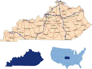 Map Illustrations For Sale Drucke: Kentucky road map
