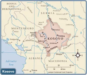 Drucke von 2011er Ausgabe Kosovo Drucke: Die Karte von Kosovo ist ein Land im Balkan