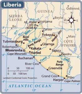 Drucke von 2011-Ausgabe Liberia Drucke: Bild einer Karte von Liberia