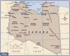 Africa Country Maps Drucke: Libya country map