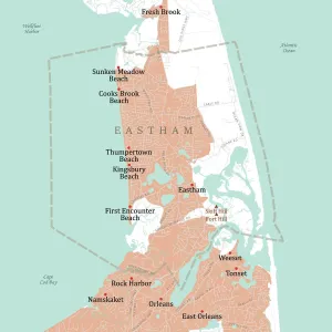 Digital Cartography Design Drucke: MA Barnstable Eastham Vector Road Map