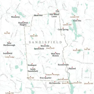 Berkshire Sandisfield Vector Straßenkarte