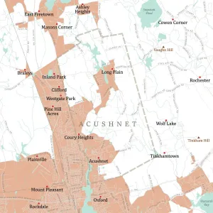 Vector City Maps USA Drucke: MA Bristol Acushnet Vector Road Map