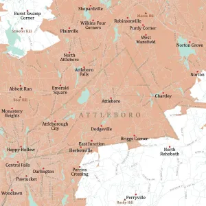 Bristol Attleboro Vektor Karte der Route