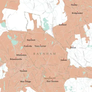 Vector City Maps USA Drucke: MA Bristol Raynham Vector Road Map