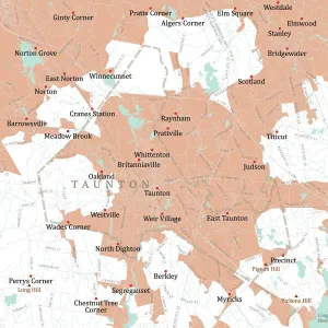 Digital City Maps USA Drucke: MA Bristol Taunton Vector Road Map