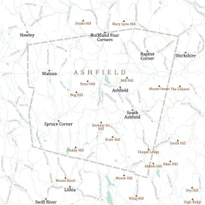 Digital Cartography Design Drucke: MA Franklin Ashfield Vector Road Map