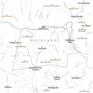 Digital City Maps USA Drucke: MA Franklin Buckland Vector Road Map
