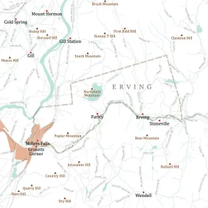 Digital City Maps USA Drucke: MA Franklin Erving Vector Road Map