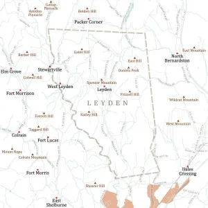 Physical Geography Images Drucke: MA Franklin Leyden Vector Road Map