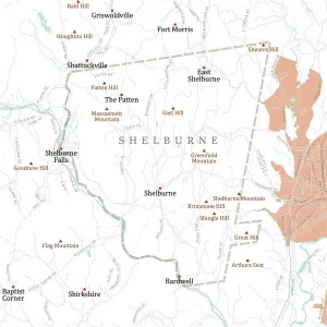 Digital Cartography Design Drucke: MA Franklin Shelburne Vector Road Map