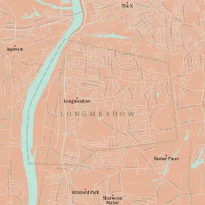 Vector Cartography Design Drucke: MA Hampden Longmeadow Vector Road Map