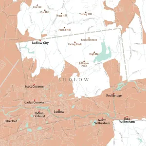 Vector City Maps USA Drucke: MA Hampden Ludlow Vector Road Map