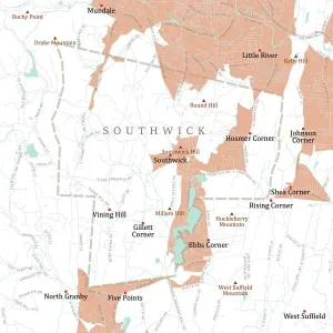 Digital City Maps USA Drucke: MA Hampden Southwick Vector Road Map