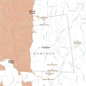 Massachusetts Map Drucke: MA Hampden Town Vector Road Map