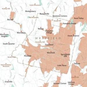 Vector Cartography Design Drucke: MA Hampden Westfield Vector Road Map